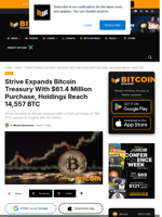 Strive Expands Bitcoin Treasury With $61.4 Million Purchase, Holdings Reach 14,557 BTC