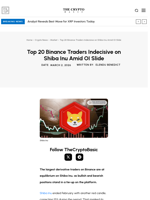 Top 20 Binance Traders Indecisive on Shiba Inu Amid OI Slide