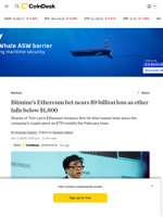 Ethereum news: ETH falling below $1,800 leaves Tom Lee's Bitmine (BMNR) with $8.9 billion paper loss 