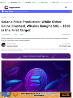 Solana Price Prediction: While Other Coins Crashed, Whales Bought SOL – $500 is the First Target