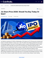 Jio Share Price 2026: Should You Buy Today Or Wait?