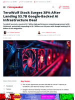TeraWulf Stock Surges 38% After Landing $3.7B Google-Backed AI Infrastructure Deal - Coinspeaker