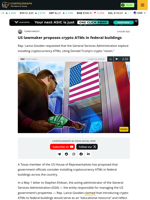 US lawmaker proposes crypto ATMs in federal buildings
