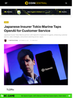 Japanese Insurer Tokio Marine Taps OpenAI for Customer Service - CoinCentral
