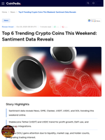Top 6 Trending Crypto Coins This Weekend: Santiment Data Reveals