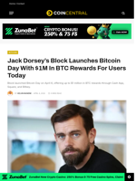 Jack Dorsey's Block Launches Bitcoin Day With $1M In BTC Rewards For Users Today