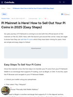 Pi Mainnet is Here! How to Sell Out Your Pi Coins in 2025 (Easy Steps)