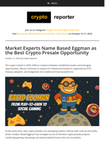 Market Experts Name Based Eggman as the Best Crypto Presale Opportunity