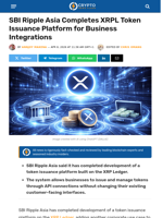 SBI Ripple Asia Completes XRPL Token Issuance Platform for Business Integrations - Crypto News Flash
