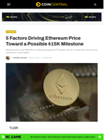 5 Factors Driving Ethereum Price Toward a Possible $15K Milestone - CoinCentral