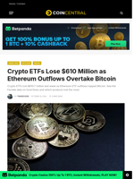 Crypto ETFs Lose $610 Million as Ethereum Outflows Overtake Bitcoin - CoinCentral