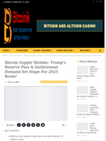 Bitcoin Supply Shrinks: Trump’s Reserve Plan & Institutional Demand Set Stage For 2025 Boom! - Bitcoinik