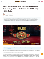 CoinPoker Launches Real Money Games For World Champion