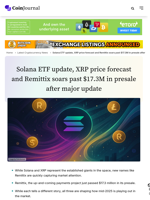 Solana ETF update, XRP price forecast and Remittix soars past $17.3M in presale after major update - CoinJournal