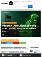 Pakistan Ends Crypto Banking Ban, Opens Doors for Licensed Firms | Live Bitcoin News