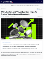 RAIN, Canton, and Velvet Eye New Highs As Traders Watch Weekend Breakouts