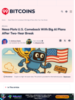 Nexo US Return: Crypto Lender Bets Big on AI for Comeback