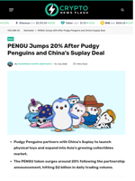 PENGU Jumps 20% After Pudgy Penguins and China's Suplay Deal - Crypto News Flash