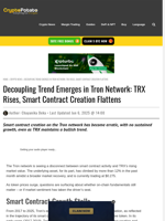 Decoupling Trend Emerges in Tron Network: TRX Rises, Smart Contract Creation Flattens