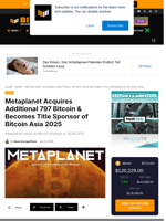 Metaplanet Acquires Additional 797 Bitcoin & Becomes Title Sponsor Of Bitcoin Asia 2025