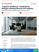 'Captive Audience' Could Drive Morgan Stanley Bitcoin ETF Inflows - Coinspeaker