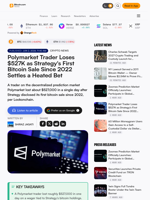 Polymarket Trader Loses $527K as Strategy's First Bitcoin Sale Since 2022 Settles a Heated Bet