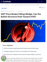 QNT Price Breaks Falling Wedge: Can the Bullish Structure Push Toward $150?