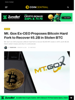 Mt. Gox Ex-CEO Proposes Bitcoin Hard Fork to Recover $5.2B in Stolen BTC - CoinCentral