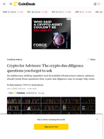 Crypto due diligence has changed: three questions advisors should revisit 