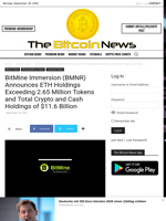 BitMine Immersion (BMNR) Announces ETH Holdings Exceeding 2.65 Million Tokens and Total Crypto and Cash Holdings of $11.6 Billion