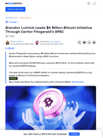 Cantor Fitzgerald's $4 Billion Bitcoin Push: What You Need to Know