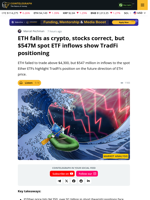 ETH Rejects $4.2K But ETF Inflows Are Bullish