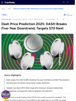 Dash Price Prediction 2025: DASH Breaks Five-Year Downtrend, Targets $70 Next