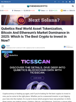 Qubetics Real World Asset Tokenization, Bitcoin And Ethereum’s Market Dominance in 2025: Which Is The Best Crypto to Invest in Now? - TheNewsCrypto