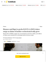 Binance and Biget to probe RAVE’s 4,500% token surge as claims of insider-orchestrated rally grow