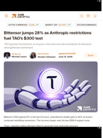 Bittensor jumps 28% as Anthropic restrictions fuel TAO’s $300 test - AMBCrypto