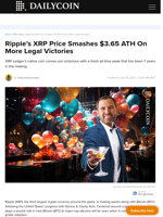 Ripple’s XRP Price Smashes $3.65 ATH On More Legal Victories - DailyCoin