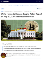 White House to Release Crypto Policy Report on July 30, XRP and Bitcoin in Focus