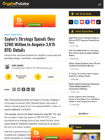 Saylor's Strategy Spends Over $200 Million to Acquire 3,015 BTC: Details