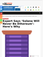 Expert Says ‘Solana Will Never Be Ethereum’: Here’s Why - The Crypto News Wire