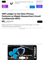 XRP Ledger to Get New Privacy Features as Ripple Researchers Unveil Confidential MPTs - U.Today
