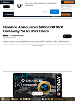 Binance Announces $800,000 XRP Giveaway for RLUSD Users - U.Today