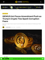 GENIUS Act Faces Amendment Push as Trump’s Crypto Ties Spark Corruption Fears