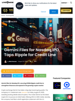 Gemini Files for Nasdaq IPO, Taps Ripple for Credit Line | Live Bitcoin News