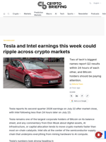Tesla and Intel earnings this week could ripple across crypto markets