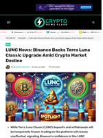 LUNC News: Binance Backs Terra Luna Classic Upgrade Amid Crypto Market Decline - Crypto News Flash