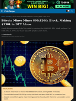Bitcoin Miner Mines 899,826th Block, Making $330k in BTC Alone