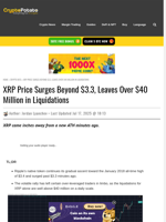 XRP Price Surges Beyond $3.3, Leaves Over $40 Million in Liquidations