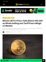 Bitcoin (BTC) Price: Falls Below $65,000 as Whale Selling and Tariff Fears Weigh on Market - CoinCentral