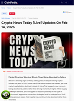 Crypto News Today [Live] Updates On Feb 14, 2026